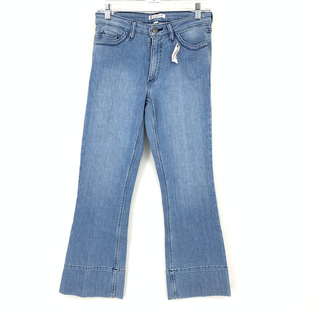 Morrison Starlet Mid Rise Boot Crop Jeans Womens Size 24 Light Wash Denim NEW